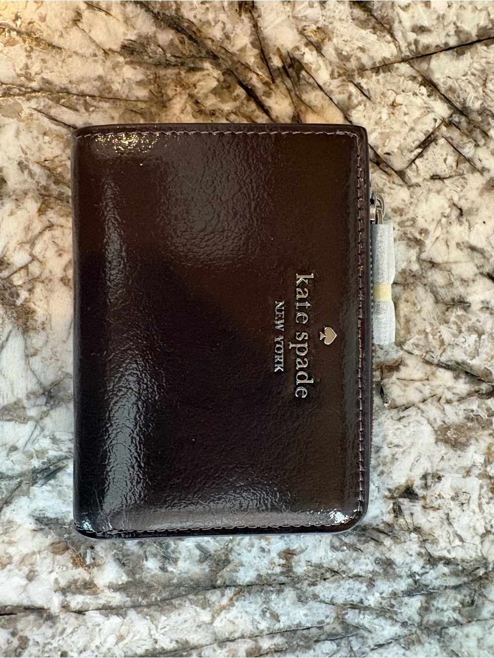 kate spade Men's Glossy Dark Brown Leather Card & Key Holder